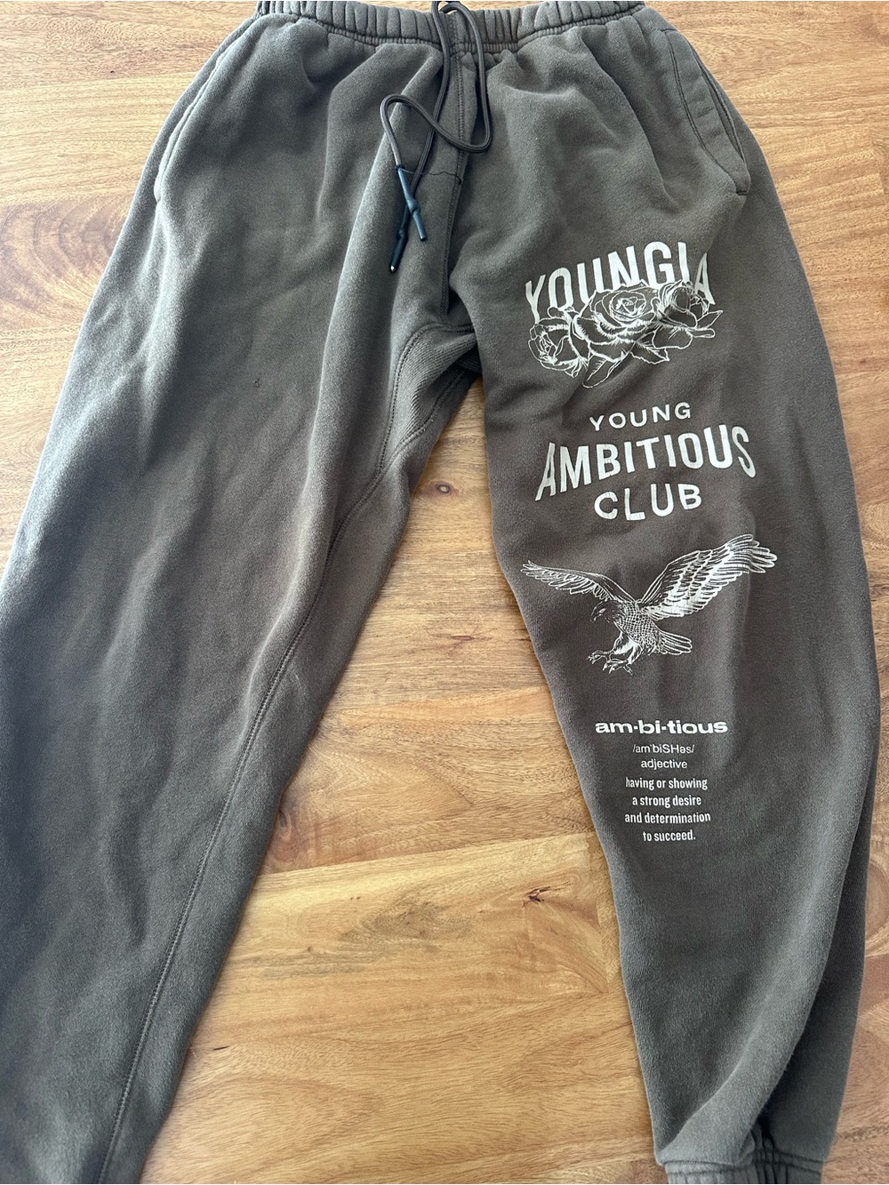 YoungLA Ambitious Joggers Washed Grey Graphic Sweatpants Men